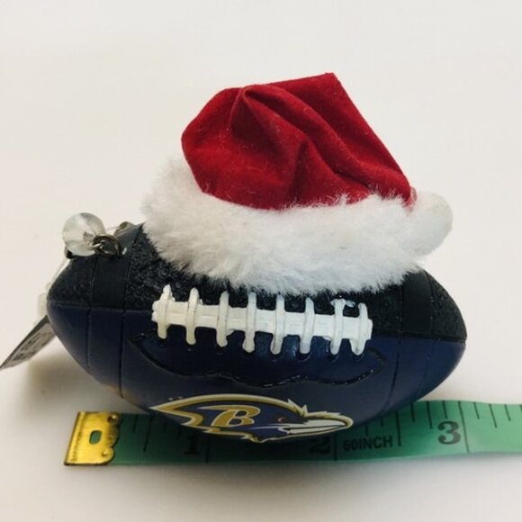 NFL Baltimore Ravens Team Ball Christmas Ornament Santa Hat Football Vintage - Picture 7 of 9